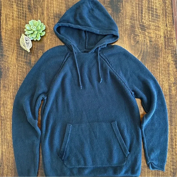 Abercrombie & Fitch | Y2K Navy Blue Hooded Sweater, Rolled Hems - Picture 1 of 7